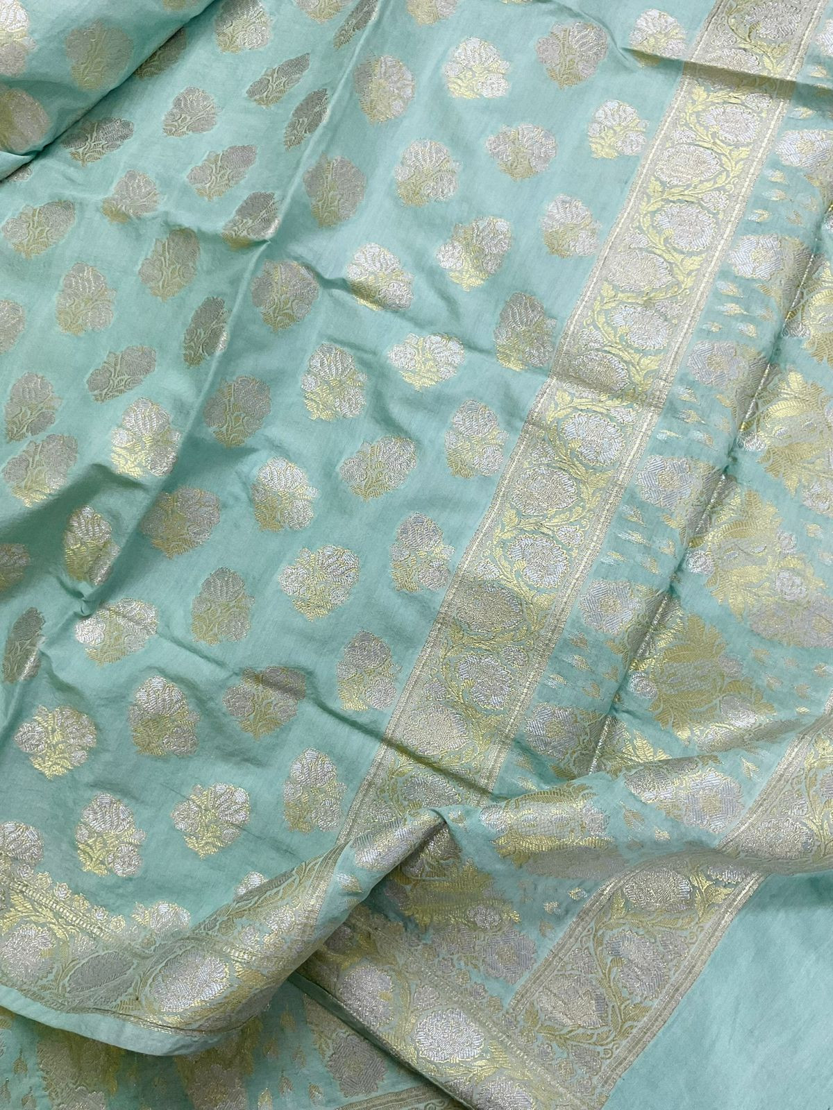 Soft Chanderi Banarasi Weaved Suit - Blue