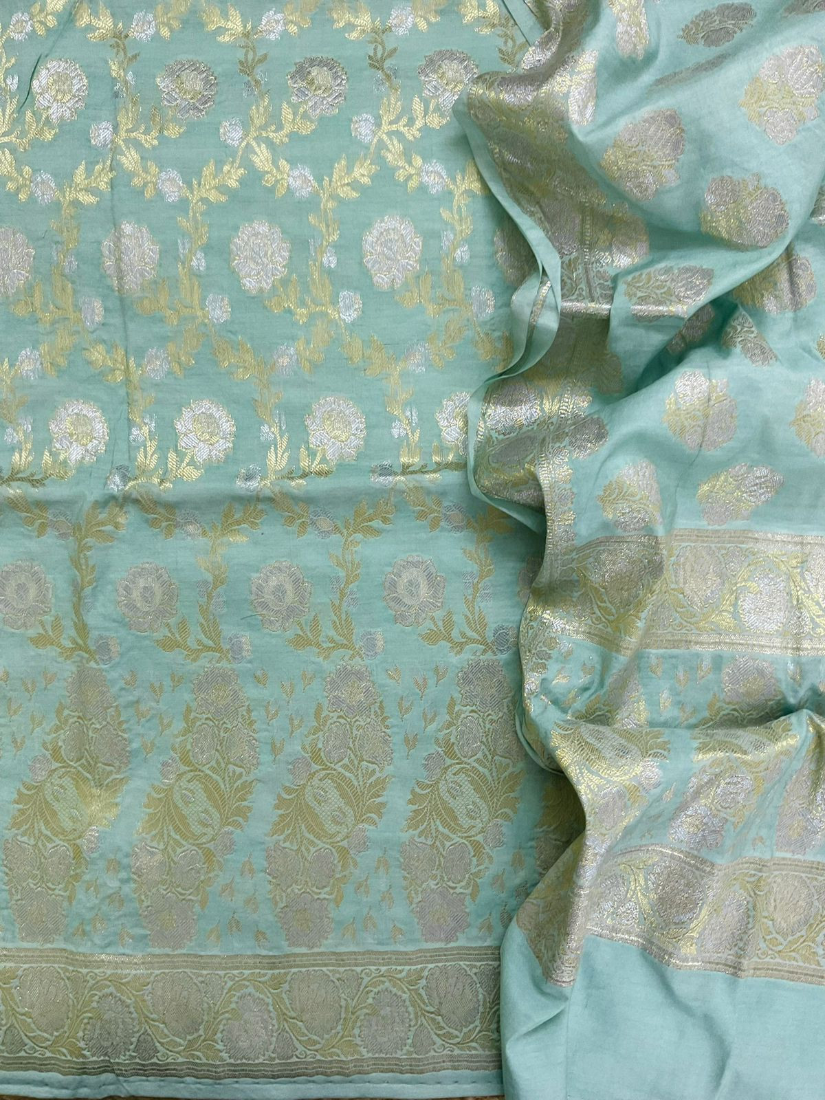 Soft Chanderi Banarasi Weaved Suit - Blue