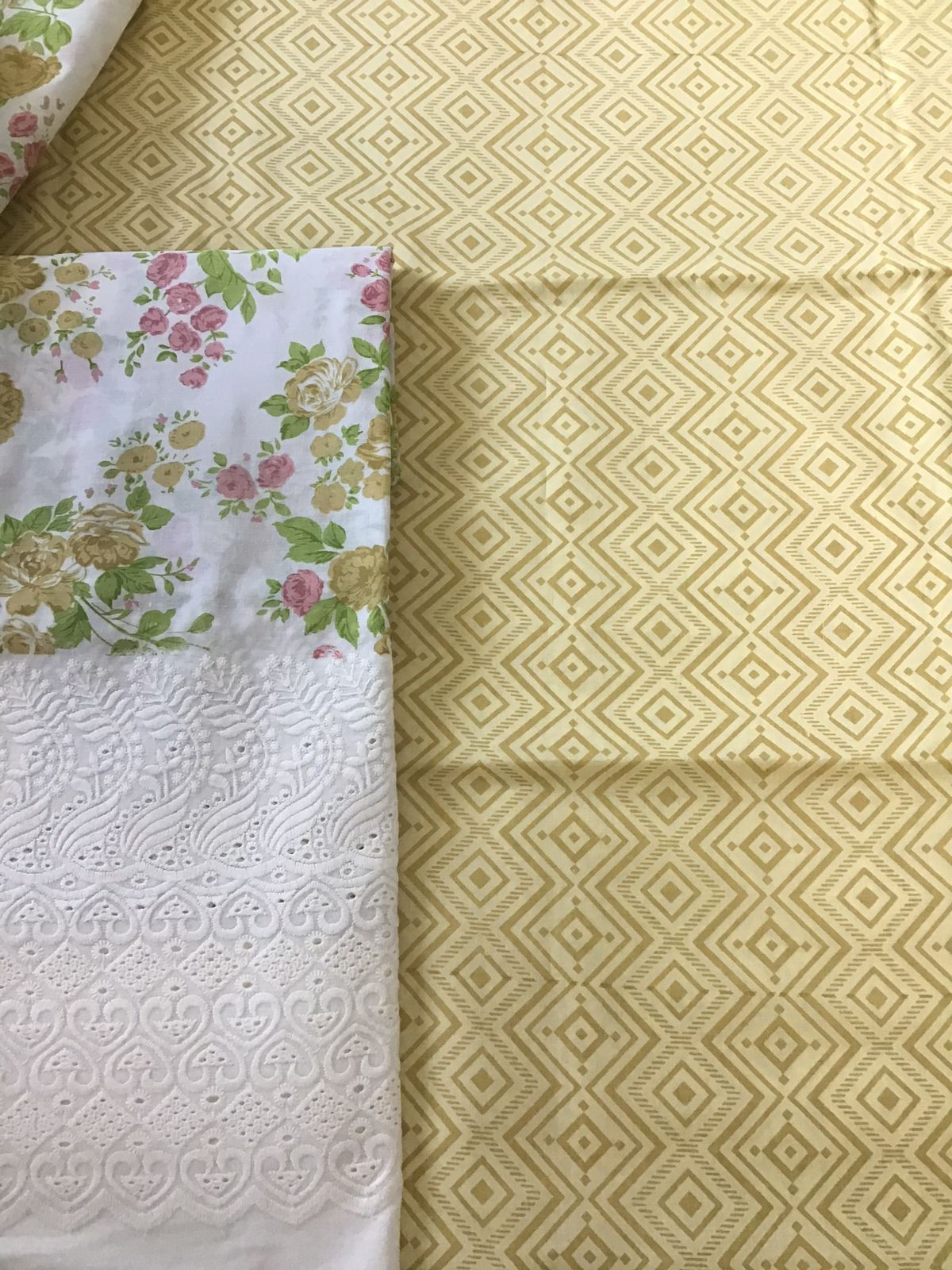 Pure Cotton Printed Embroidered Suit - Yellow