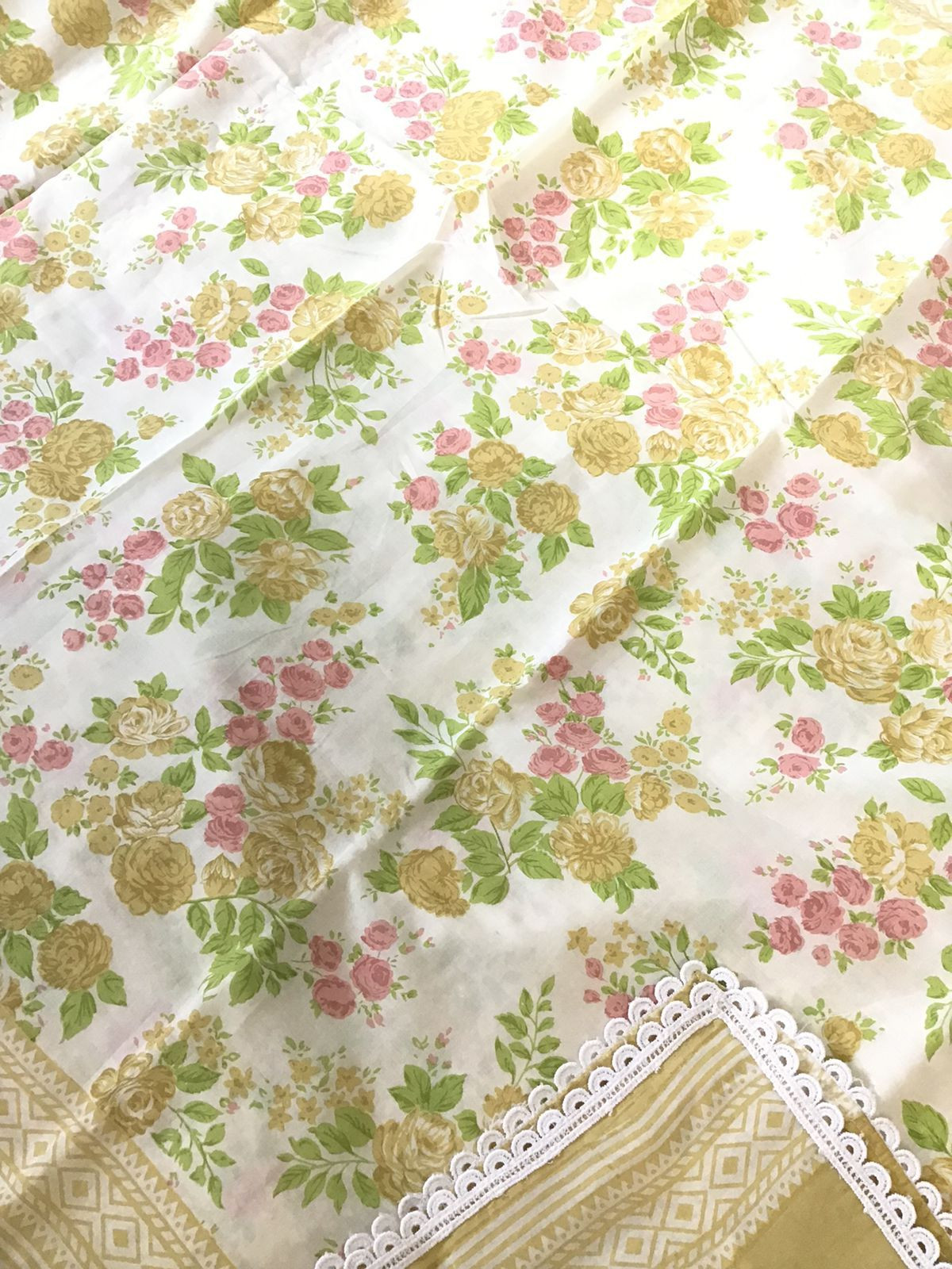 Pure Cotton Printed Embroidered Suit - Yellow