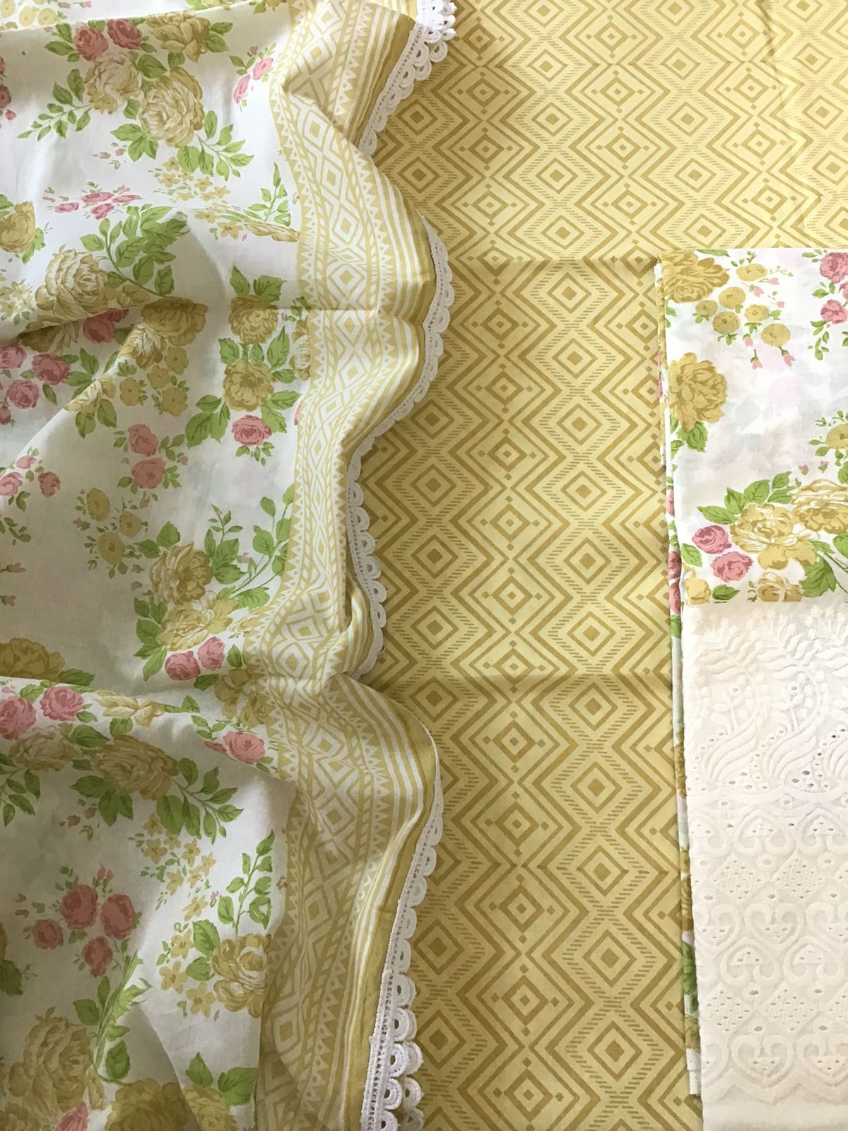 Pure Cotton Printed Embroidered Suit - Yellow