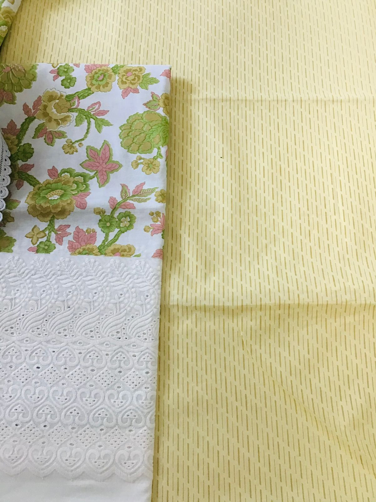 Pure Cotton Printed Embroidered Suit - Yellow