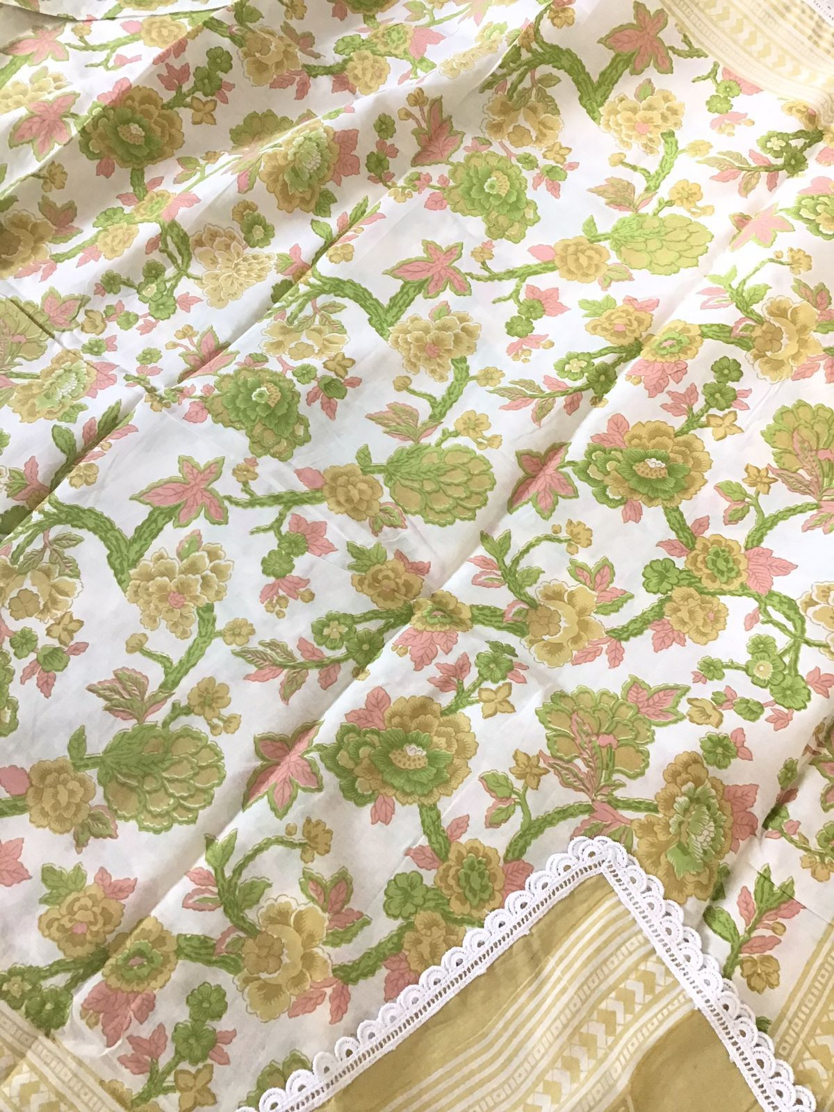 Pure Cotton Printed Embroidered Suit - Yellow