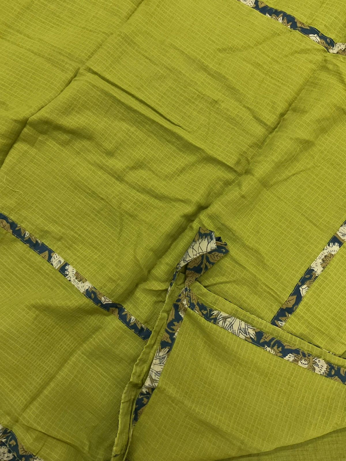 Pure Handloom Cotton Printed Embroidered Suit - Green