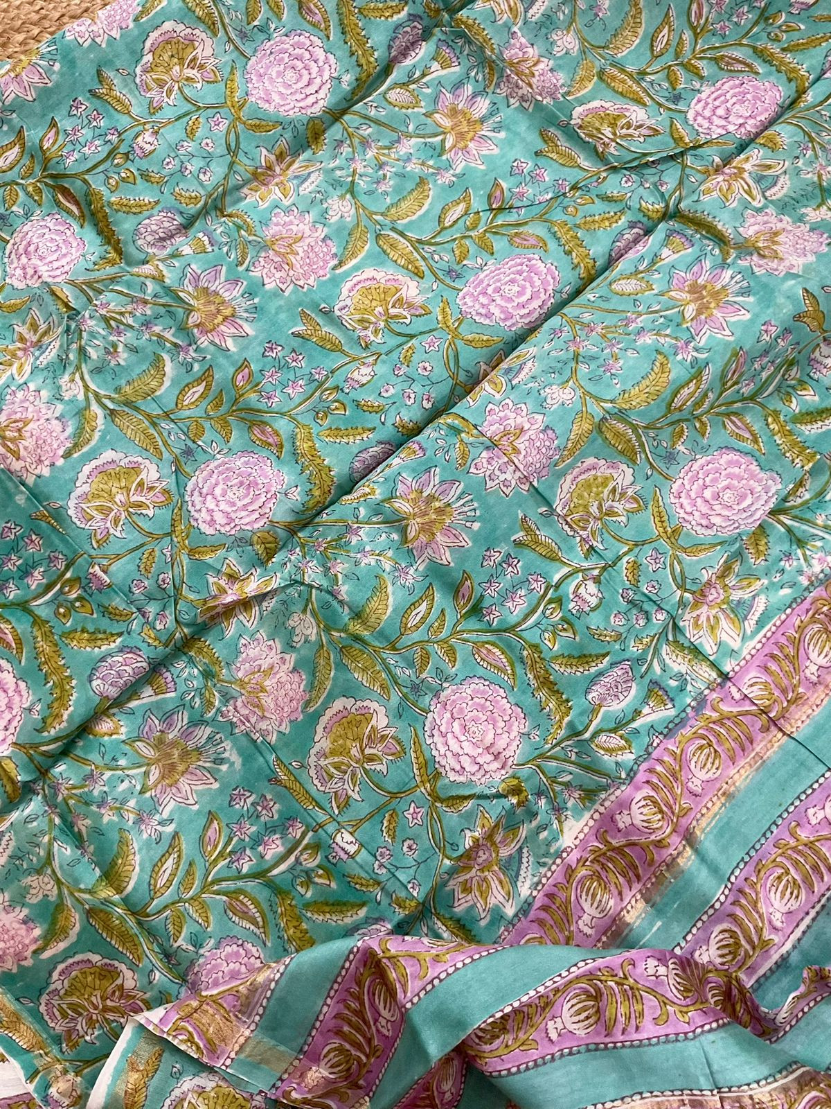 Pure Linen Slub Cotton Printed Suit - Off White