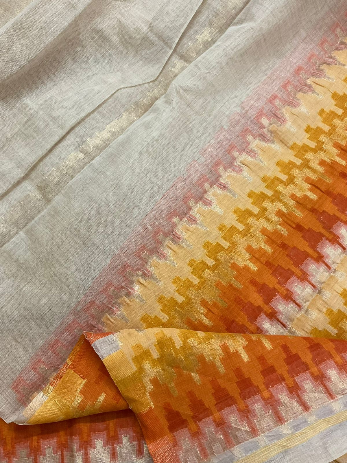 Soft Slub Chanderi Jamdani Weaved Suit - Beige