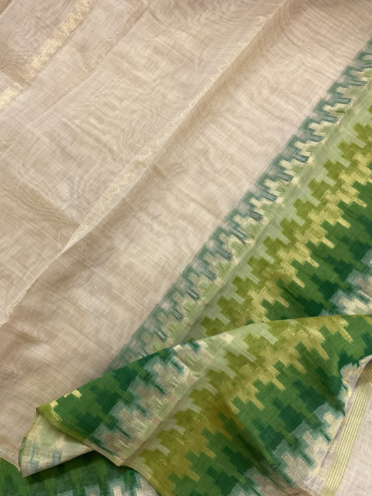 Soft Slub Chanderi Jamdani Weaved Suit - Beige