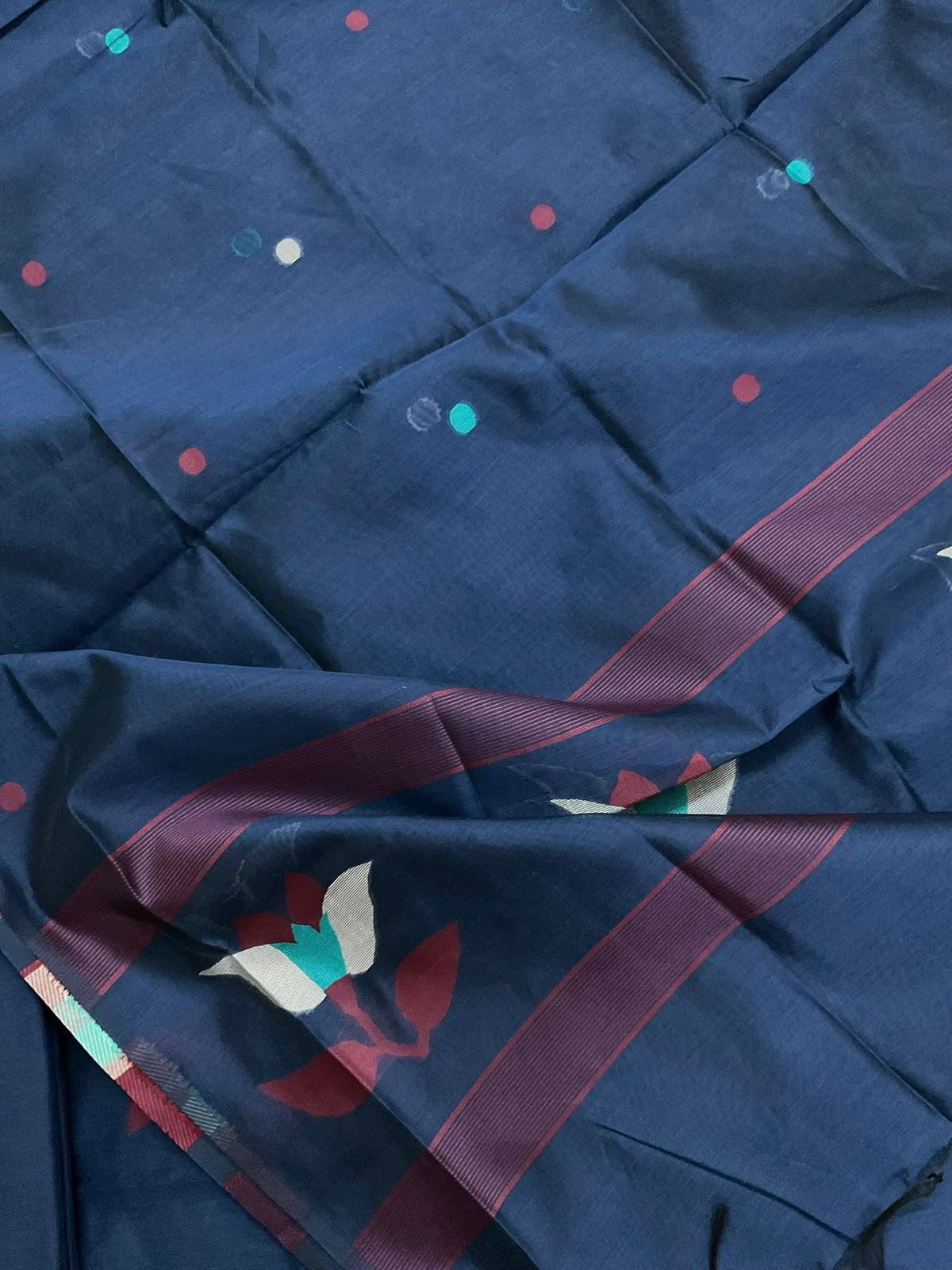 Soft Kora Chanderi Jamdani Weaved Suit - Blue