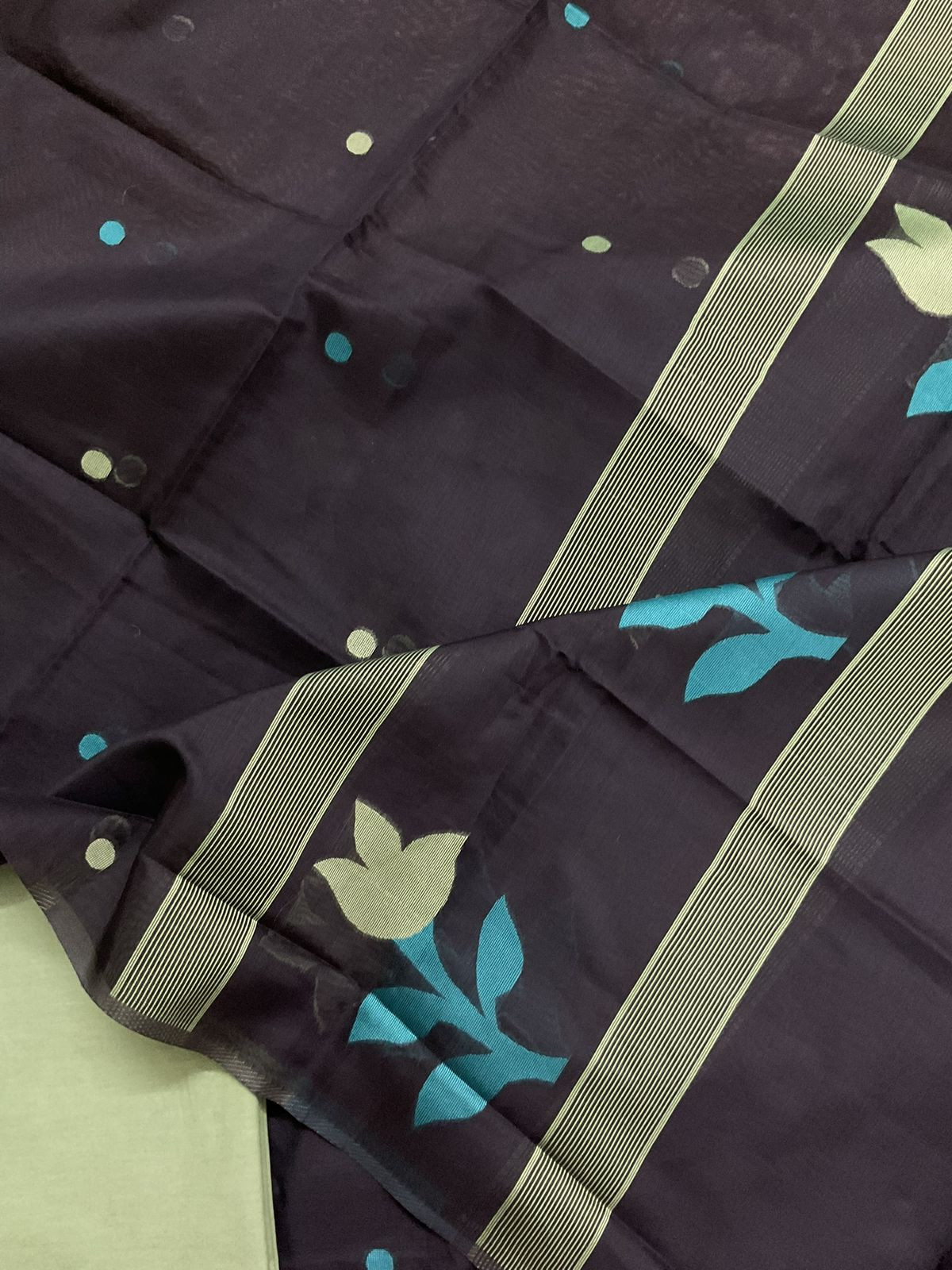 Soft Kora Chanderi Jamdani Weaved Suit - Black