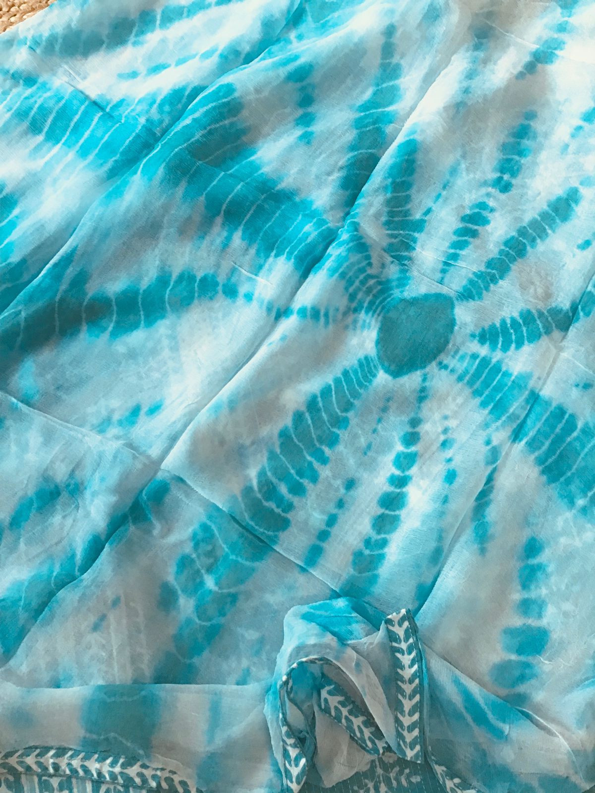 Pure Cotton Printed Embroidered Suit - Blue