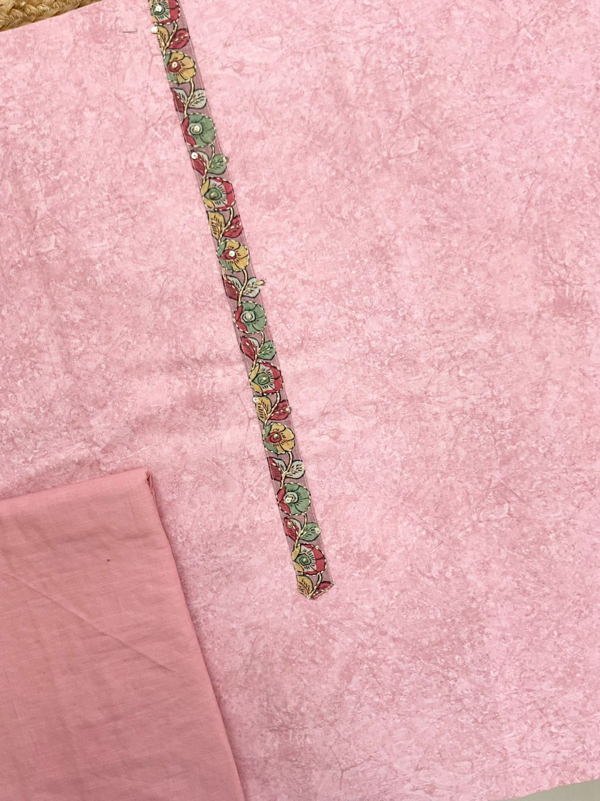 Pure Cotton Printed Embroidered Suit - Pink