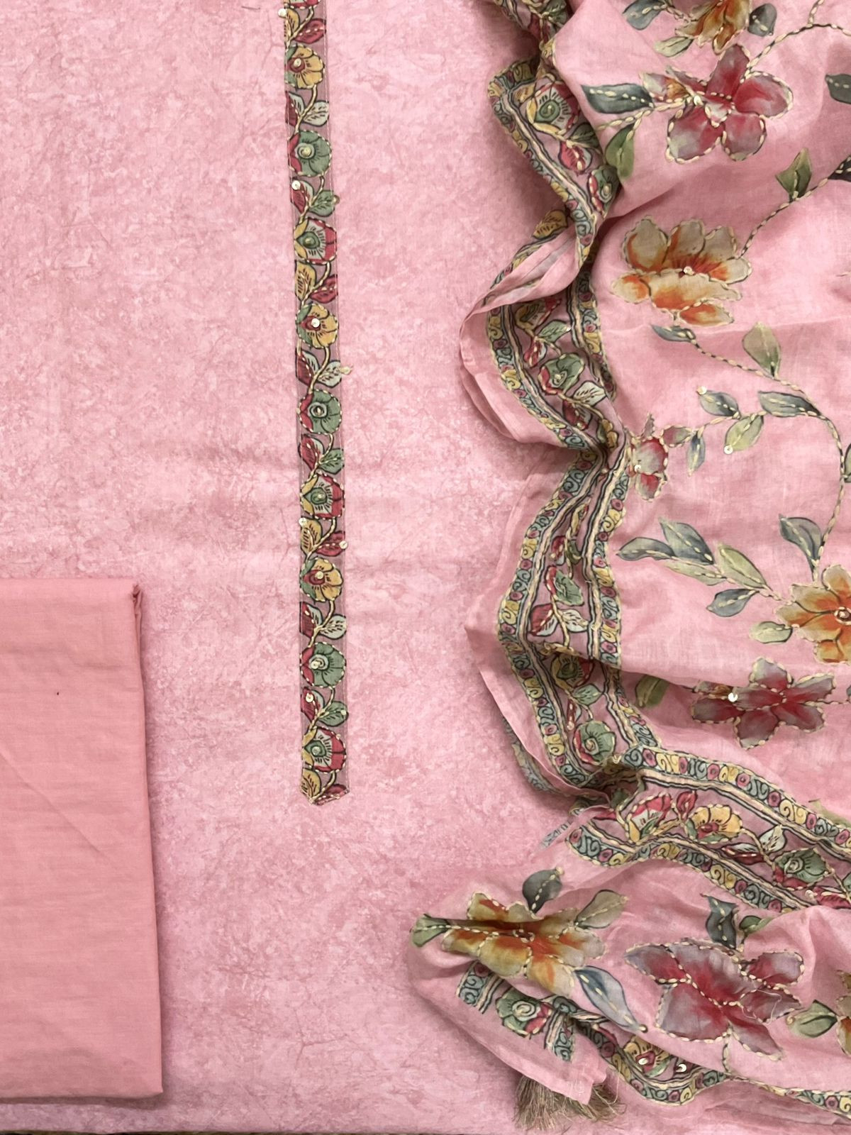 Pure Cotton Printed Embroidered Suit - Pink