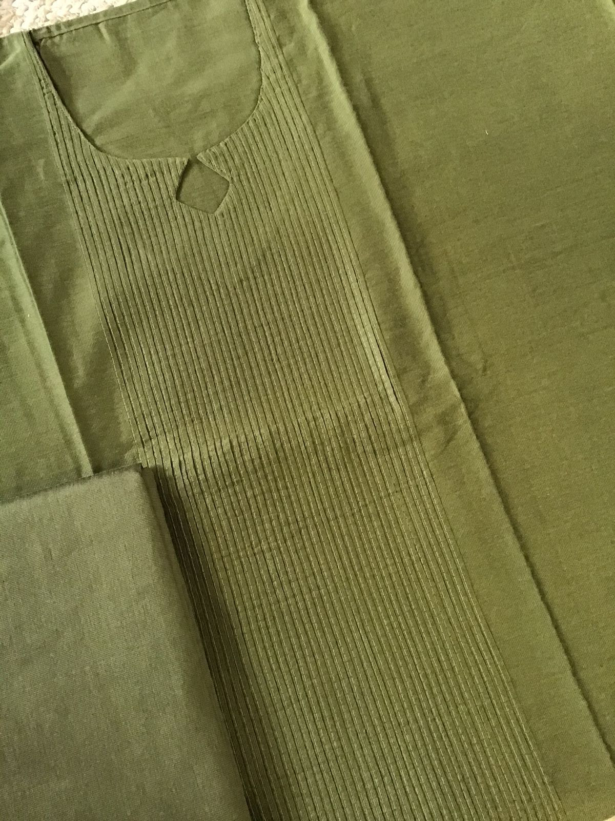 Pure Cotton Silk Kalamkari Printed Embroidered Suit - Green