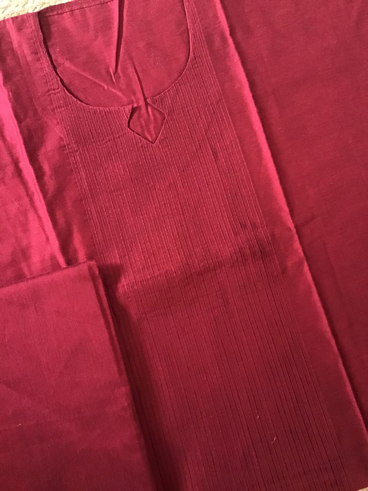 Pure Cotton Silk Kalamkari Printed Embroidered Suit - Maroon