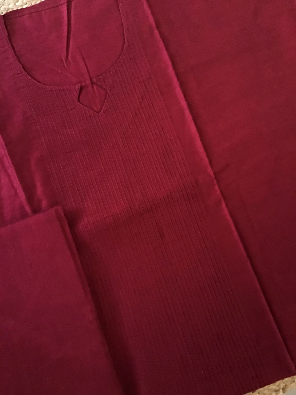 Pure Cotton Silk Kalamkari Printed Embroidered Suit - Maroon