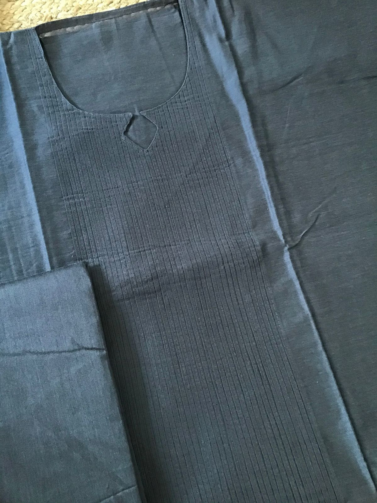 Pure Cotton Silk Kalamkari Printed Embroidered Suit - Grey