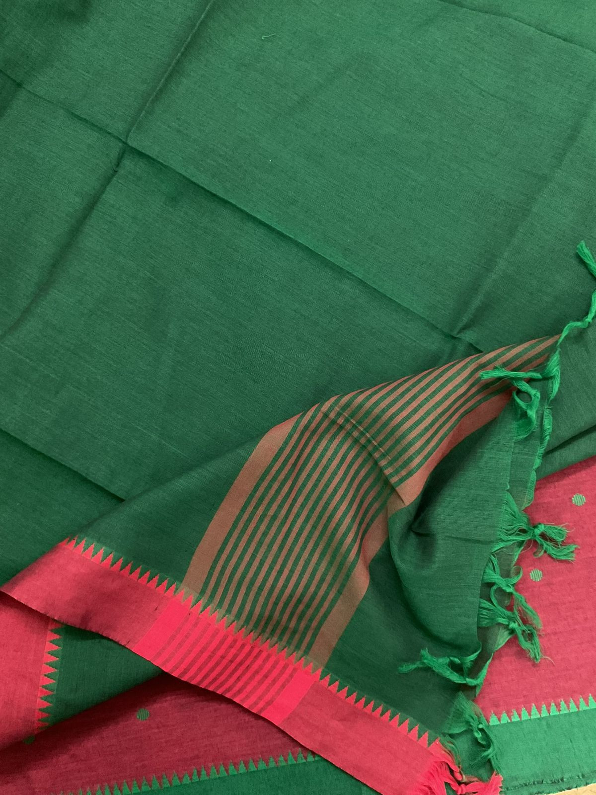 Pure Handloom Cotton Self Weaved Suit - Dark Red