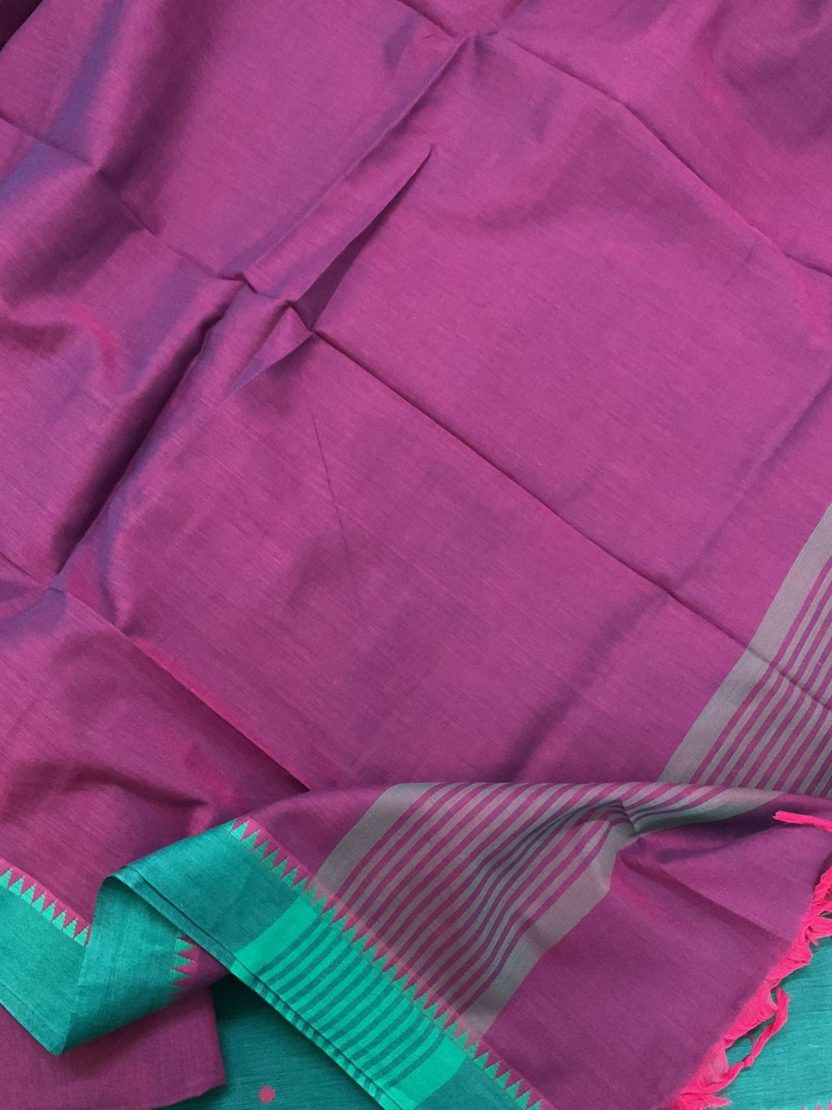 Pure Handloom Cotton Self Weaved Suit - Blue