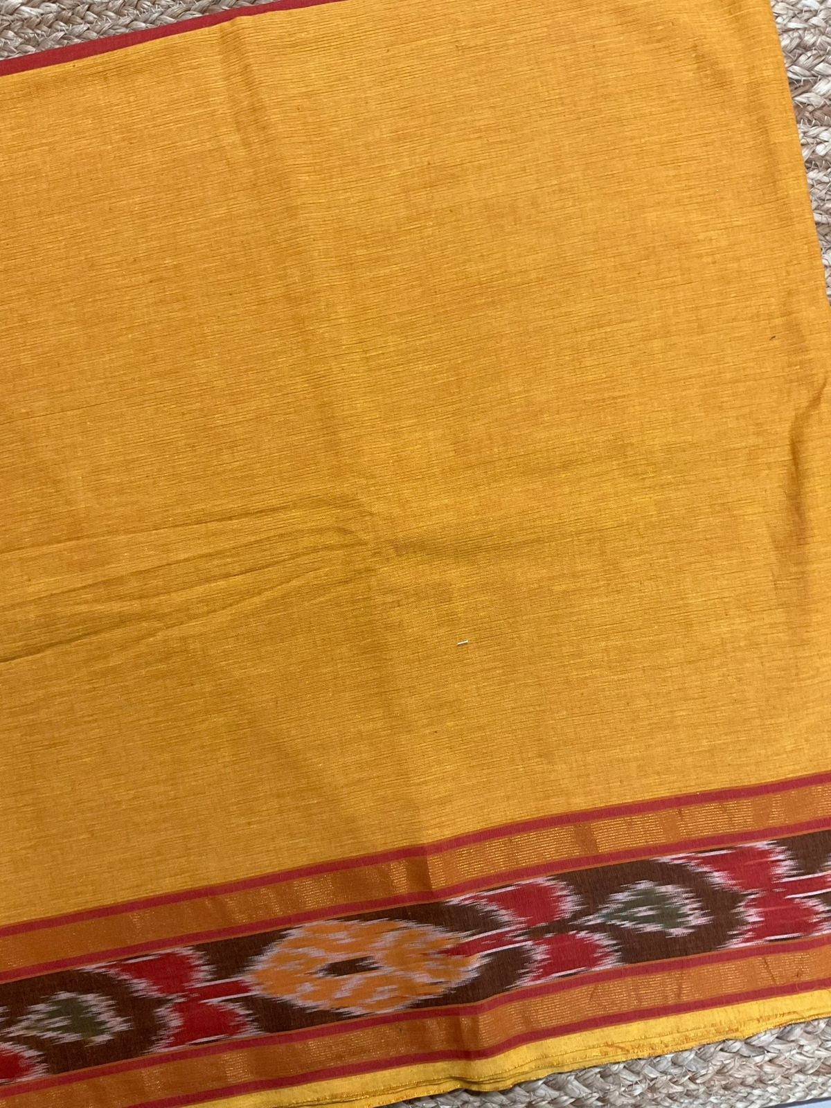 Pure Handloom Cotton Self Weaved Suit - Yellow