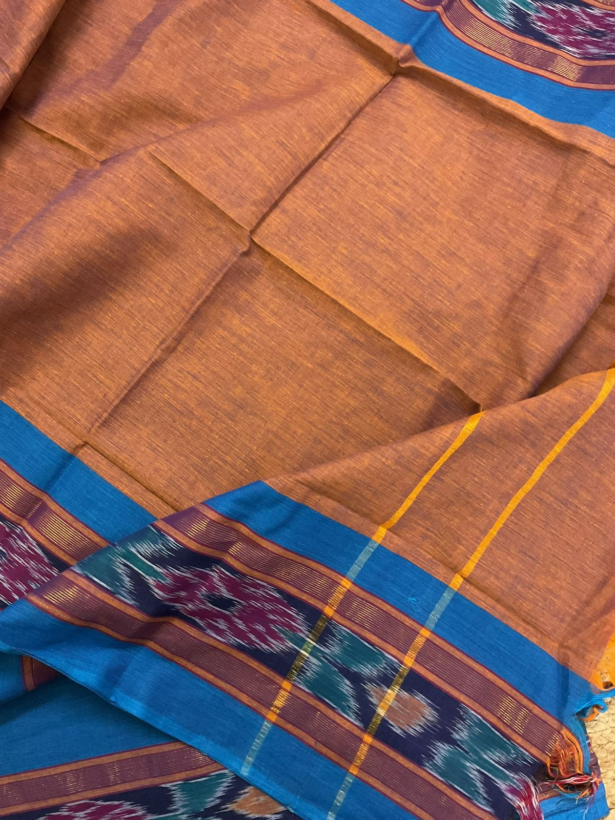 Pure Handloom Cotton Self Weaved Suit - Blue