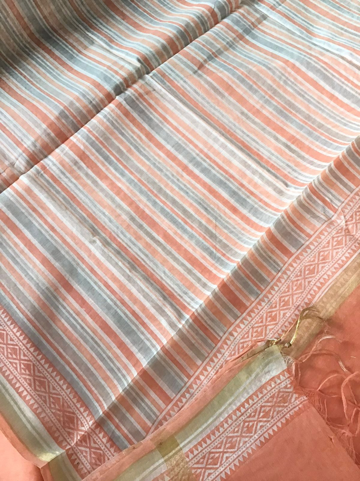 Pure Jaam Cotton Printed Embroidered Suit - Peach