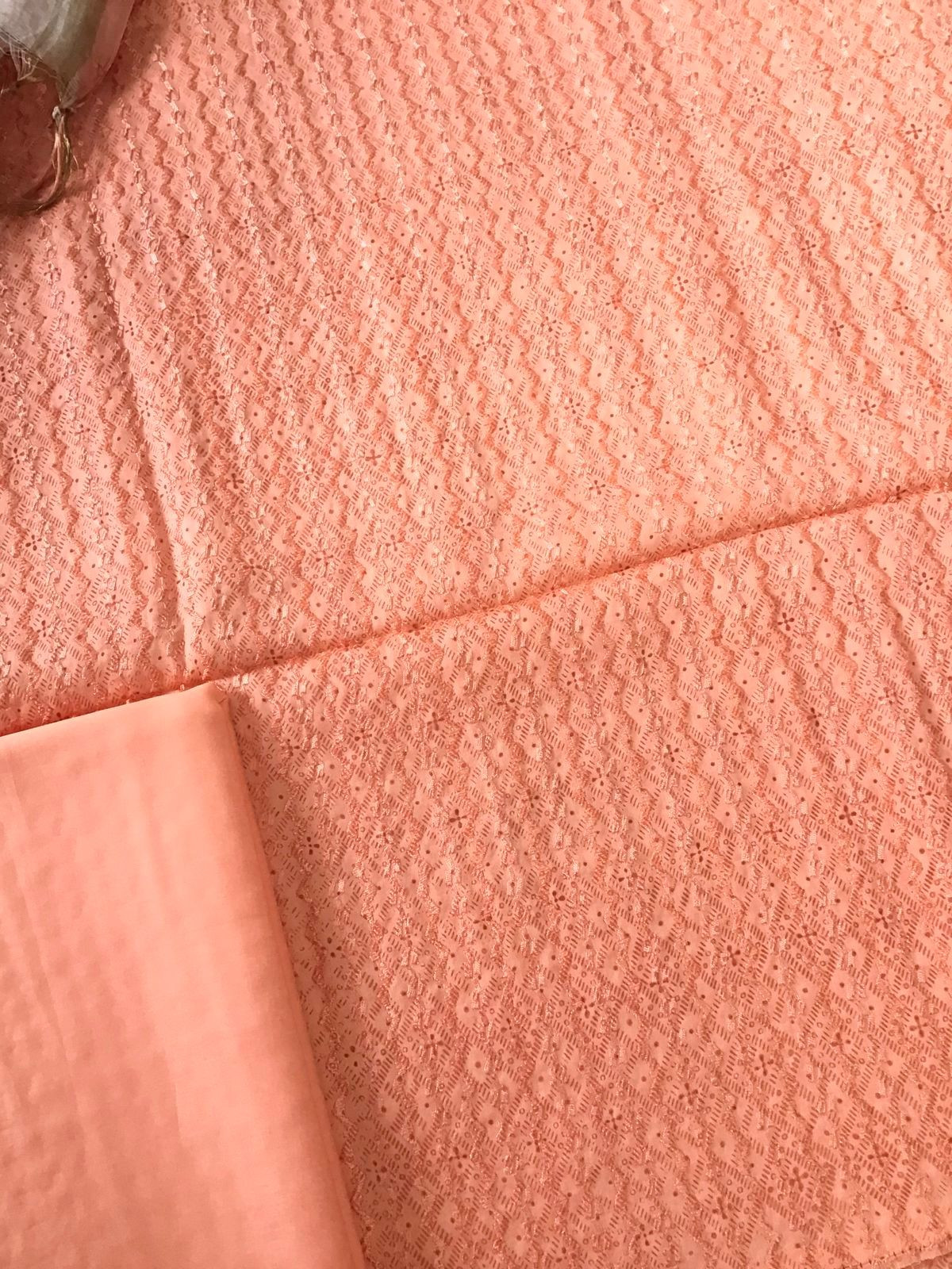 Pure Jaam Cotton Printed Embroidered Suit - Peach