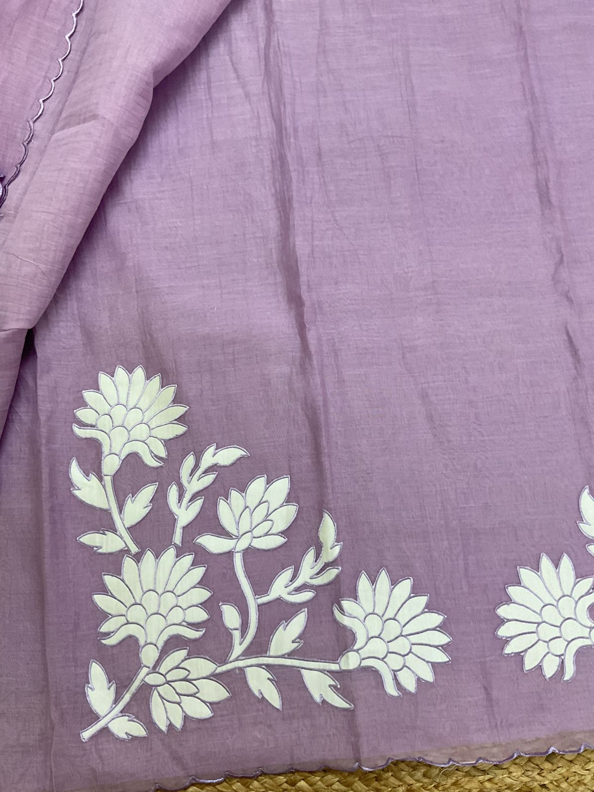 Pure Mul Chanderi Embroidered Suit - Purple
