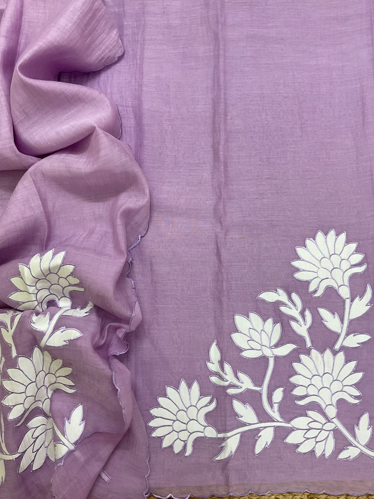 Pure Mul Chanderi Embroidered Suit - Purple