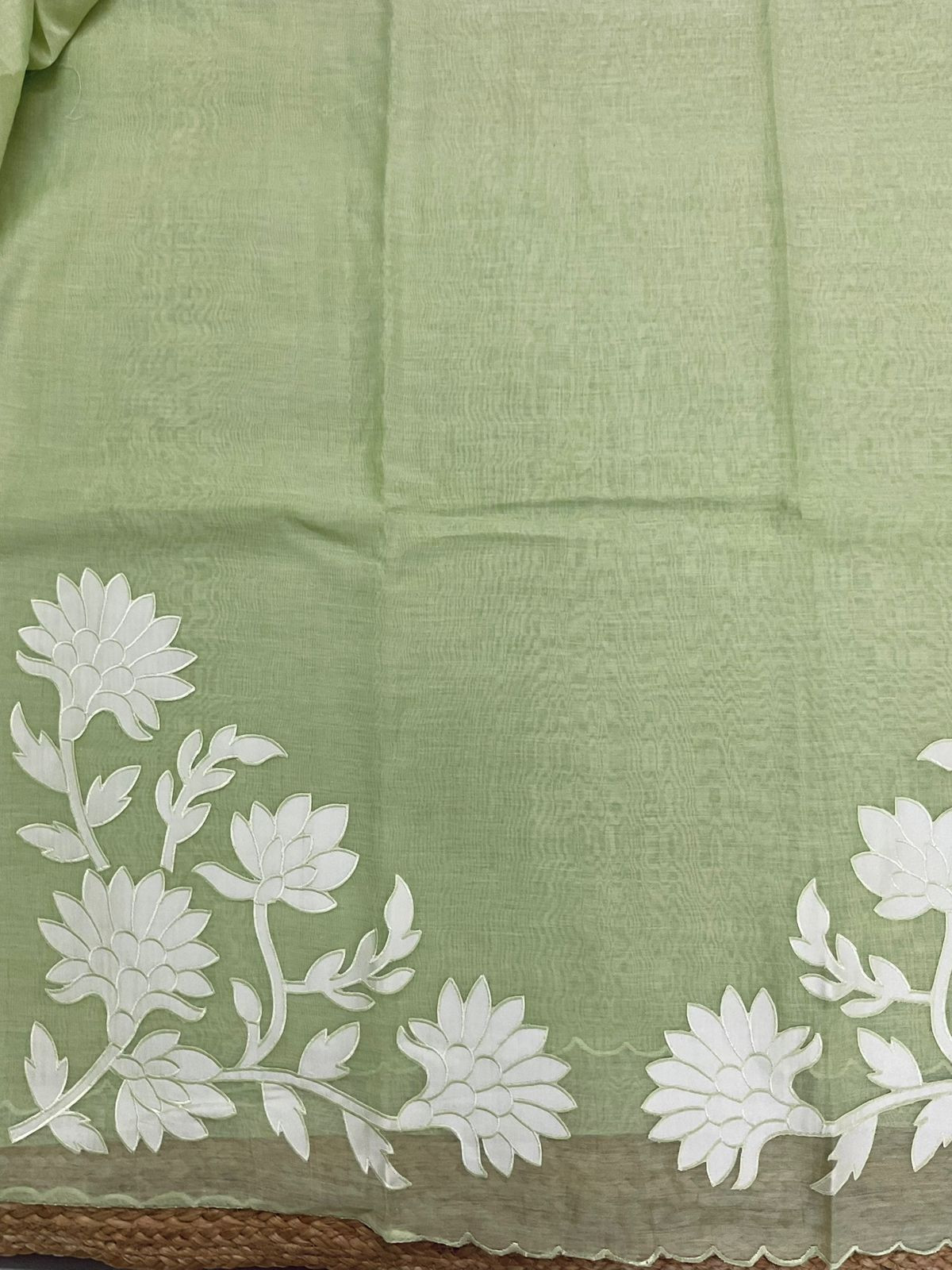 Pure Mul Chanderi Embroidered Suit - Green