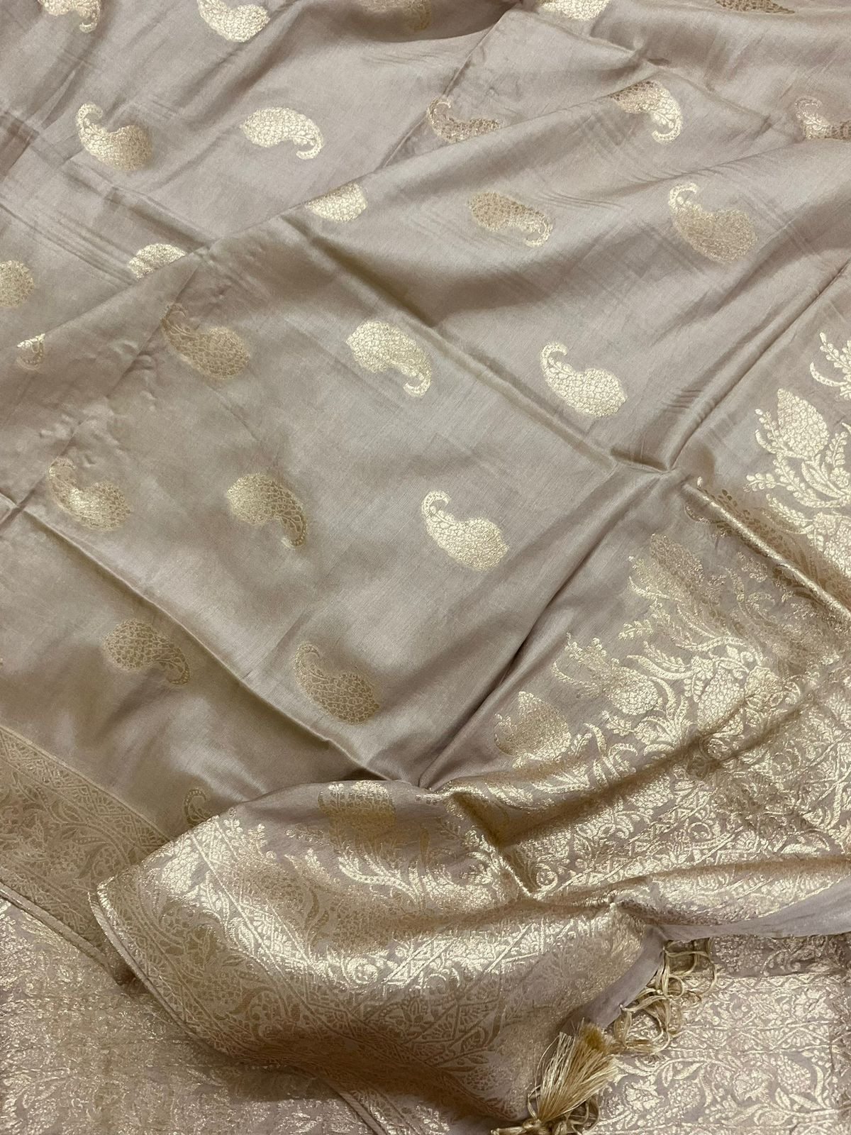 Soft Chanderi Banarasi Weaved Suit - Beige