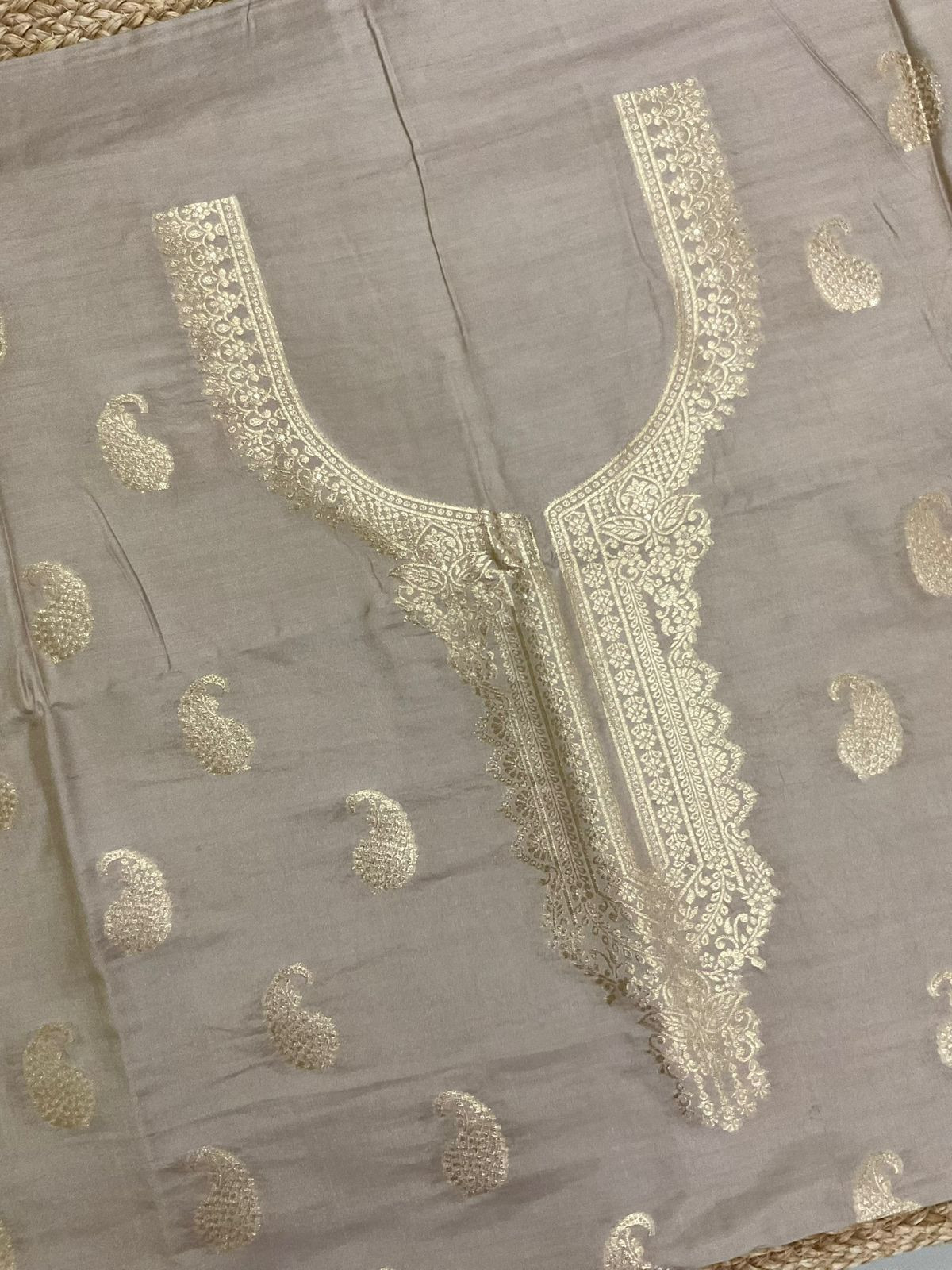 Soft Chanderi Banarasi Weaved Suit - Beige