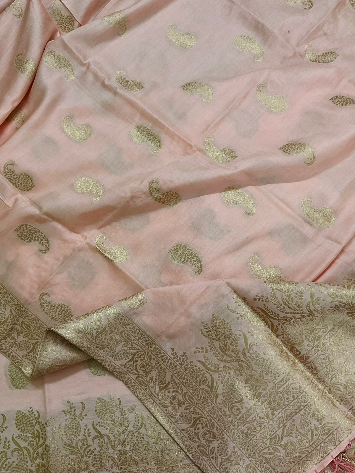 Soft Chanderi Banarasi Weaved Suit - Peach