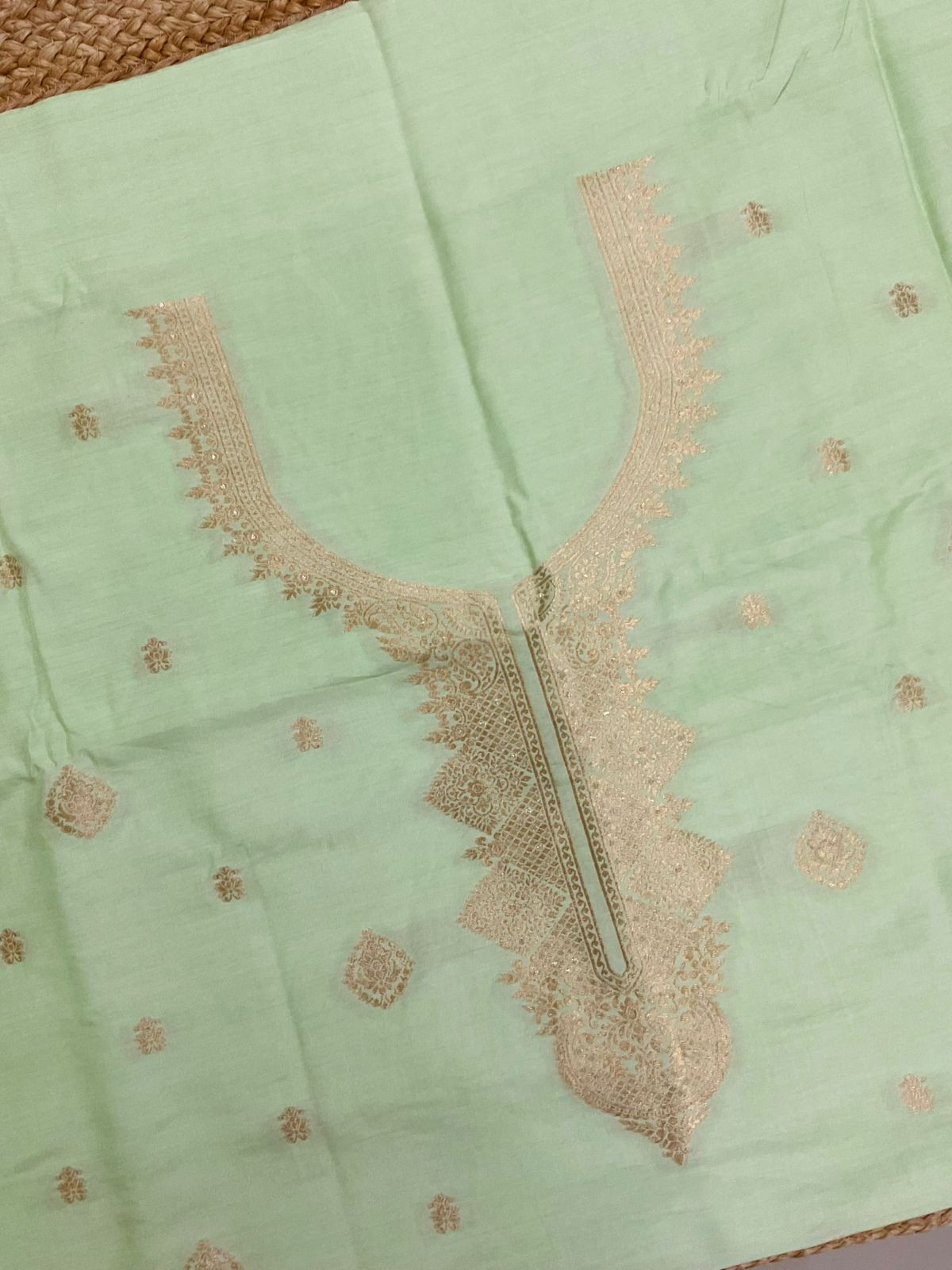 Soft Chanderi Banarasi Weaved Suit - Green