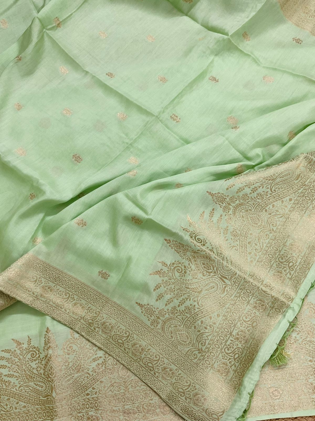 Soft Chanderi Banarasi Weaved Suit - Green