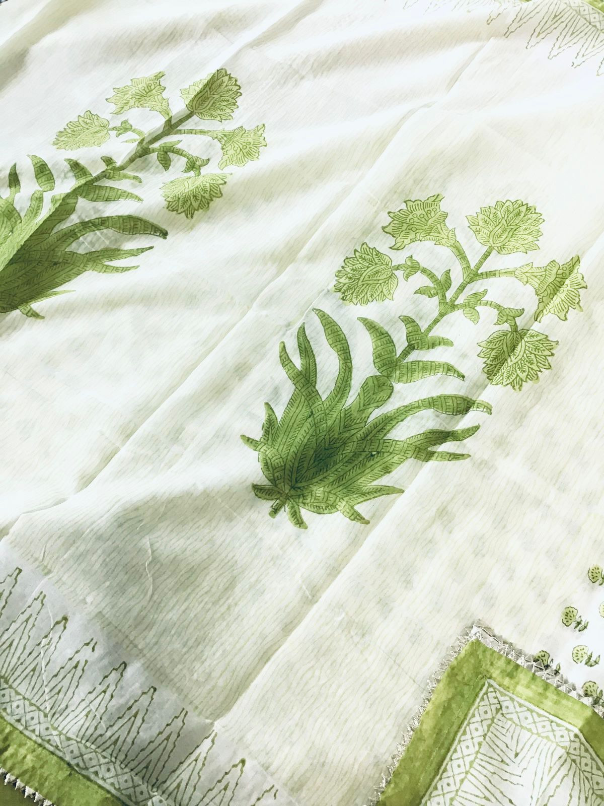 Pure Cotton Printed Suit - Off White