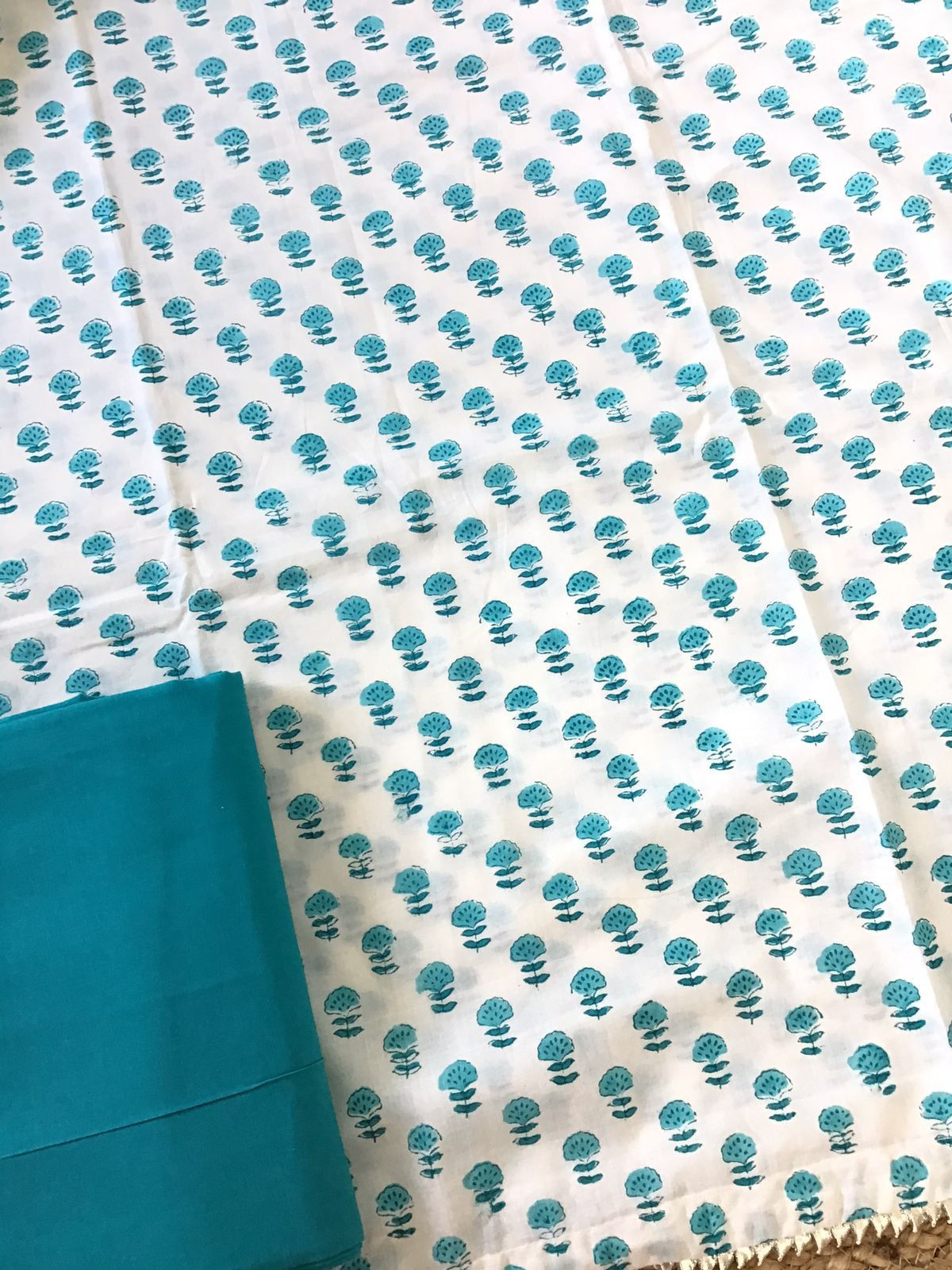 Pure Cotton Printed Suit - Off White