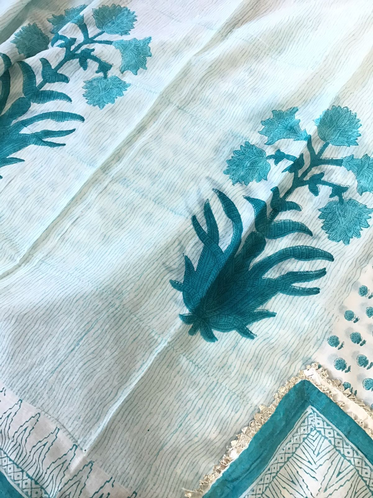 Pure Cotton Printed Suit - Off White