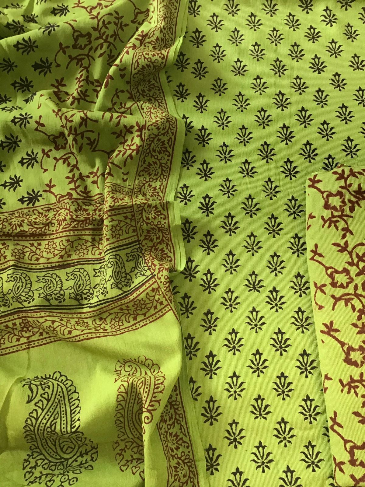 Pure Cudroy Cotton Bagh Printed Suit - Green