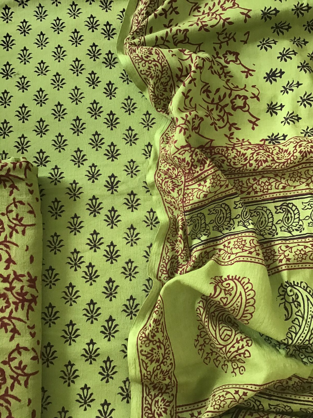 Pure Cudroy Cotton Bagh Printed Suit - Green