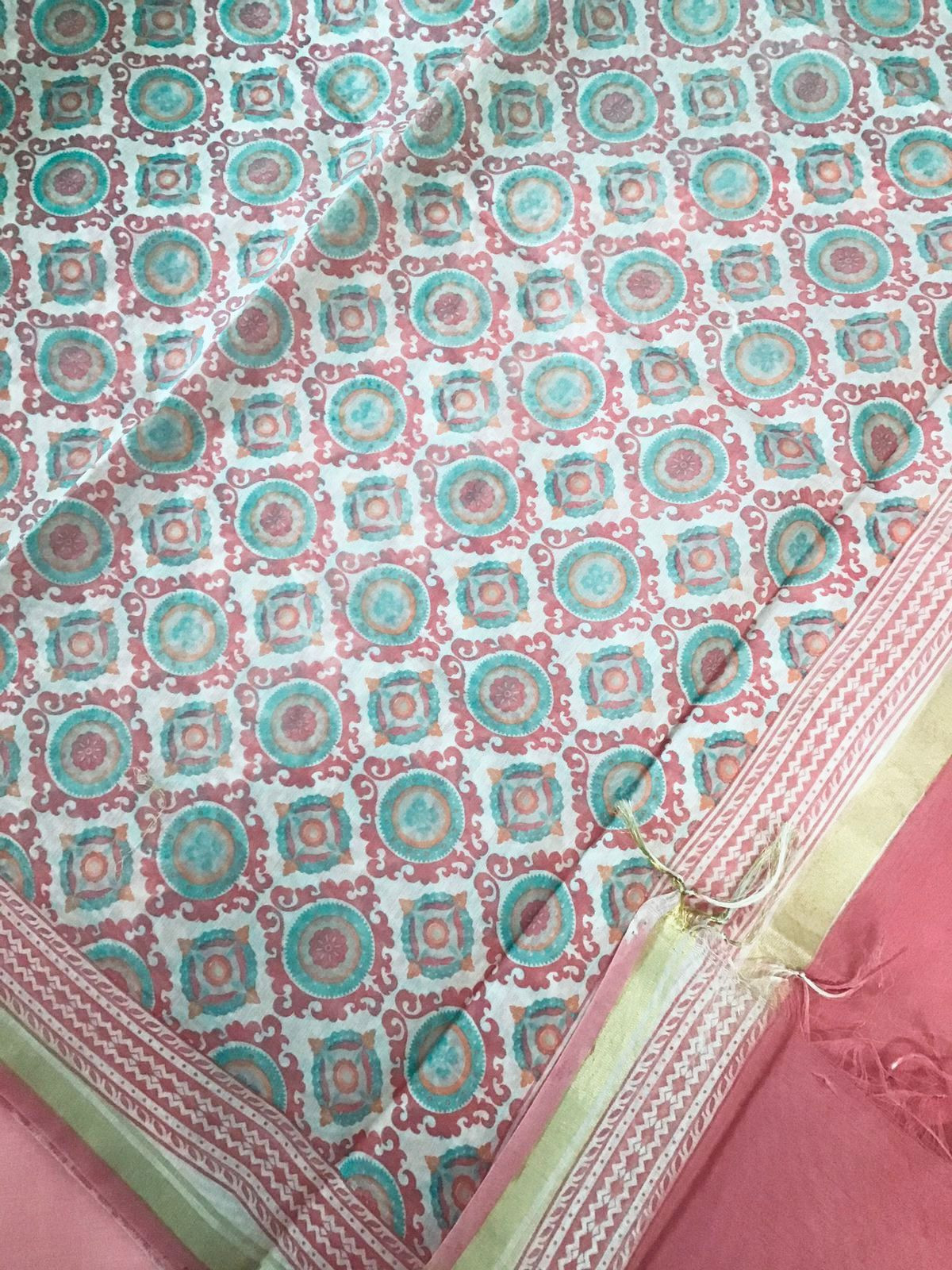 Pure Jaam Cotton Printed Embroidered Suit - Pink