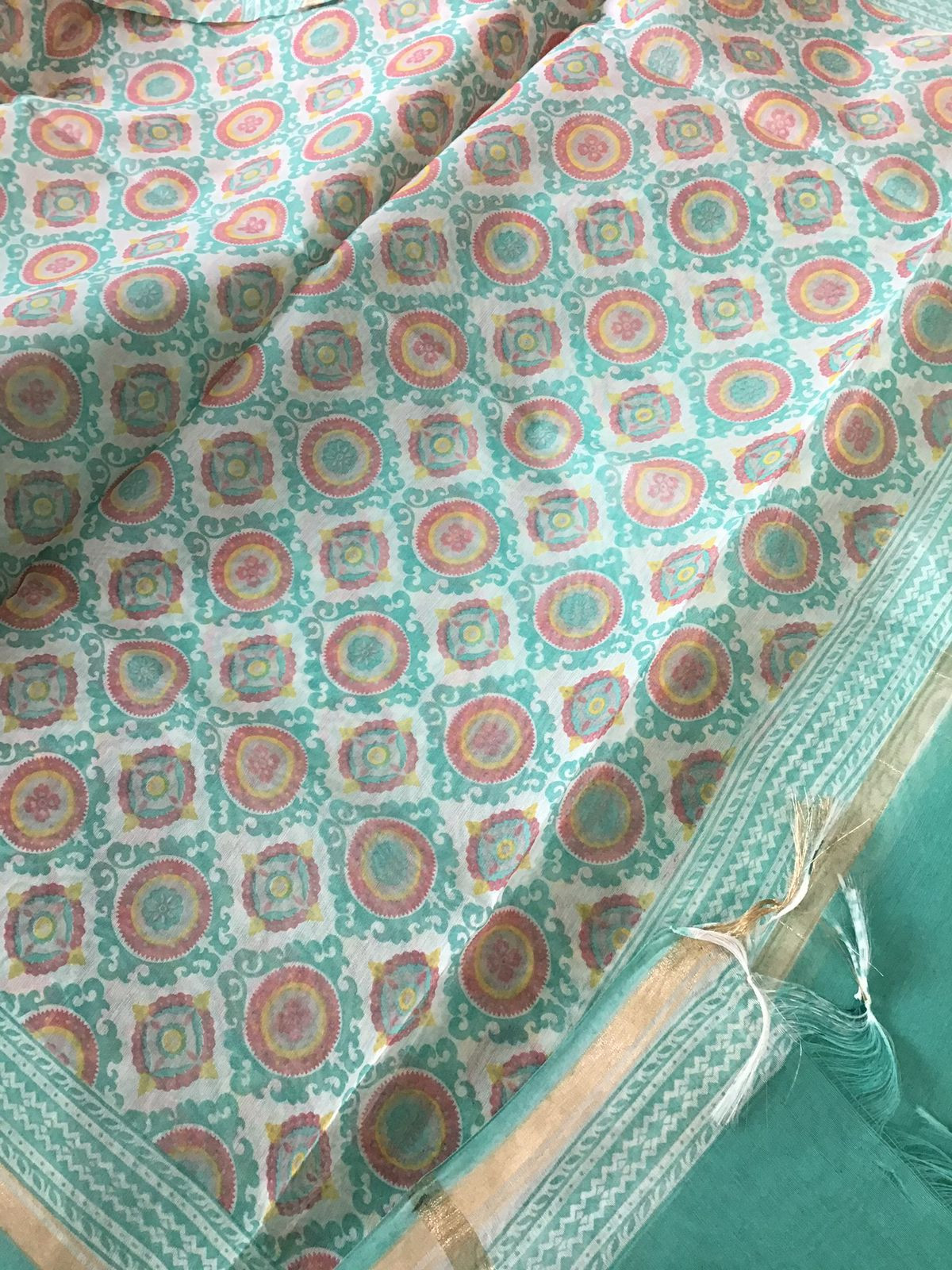 Pure Jaam Cotton Printed Embroidered Suit - Sea Blue