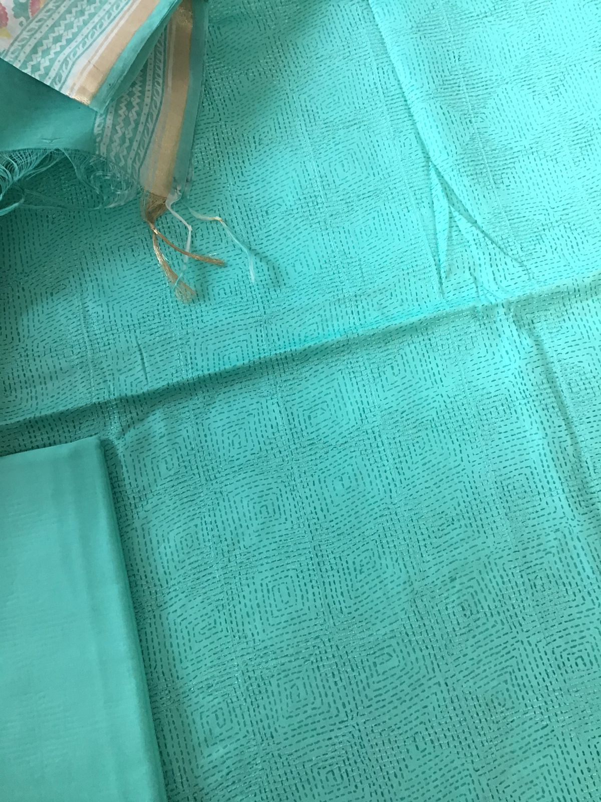 Pure Jaam Cotton Printed Embroidered Suit - Sea Blue