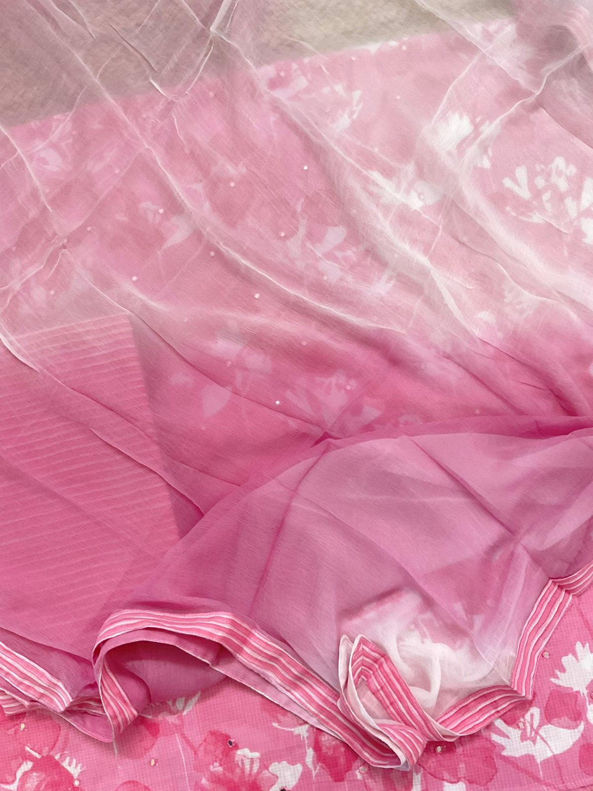 Pure Self Weaved Cotton Printed Embroidered Suit - Pink