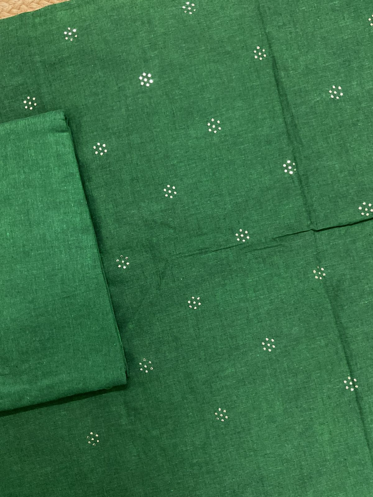 Pure Cotton Printed Embroidered Suit - Green