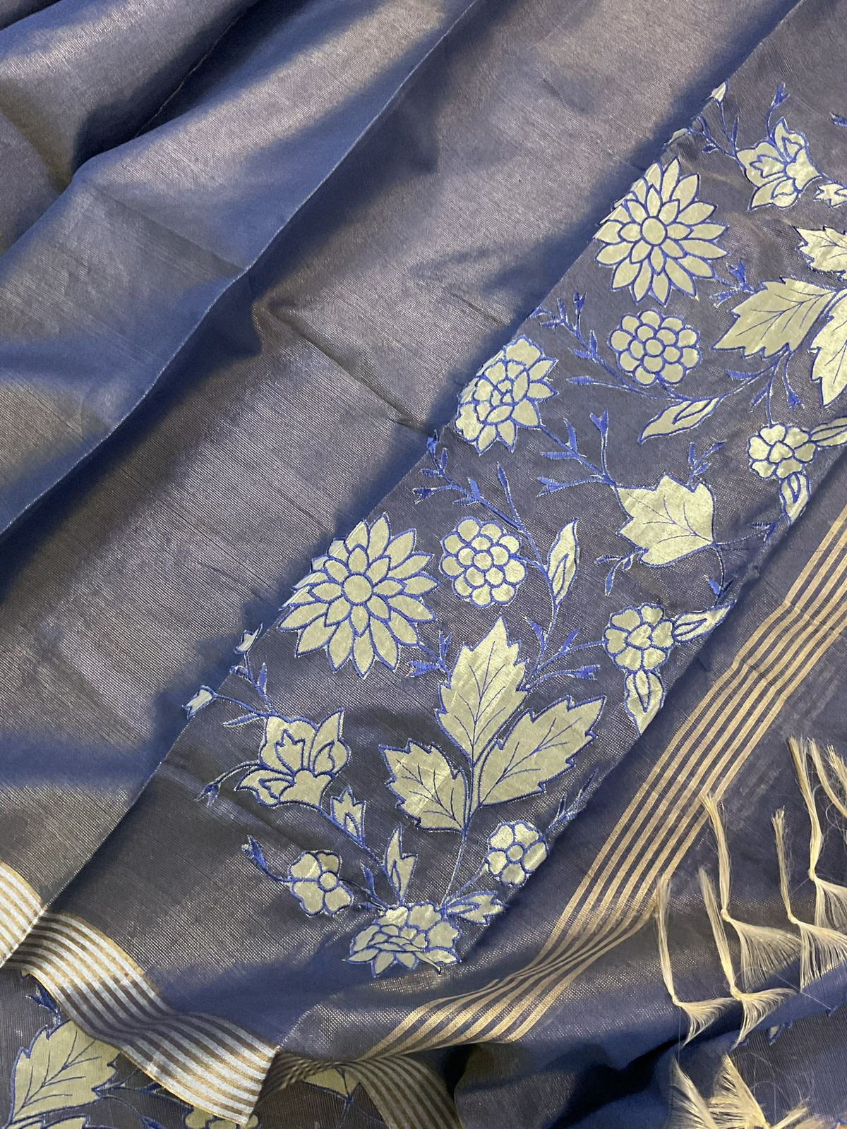 Soft Tissue Chanderi Embroidered Suit - Blue