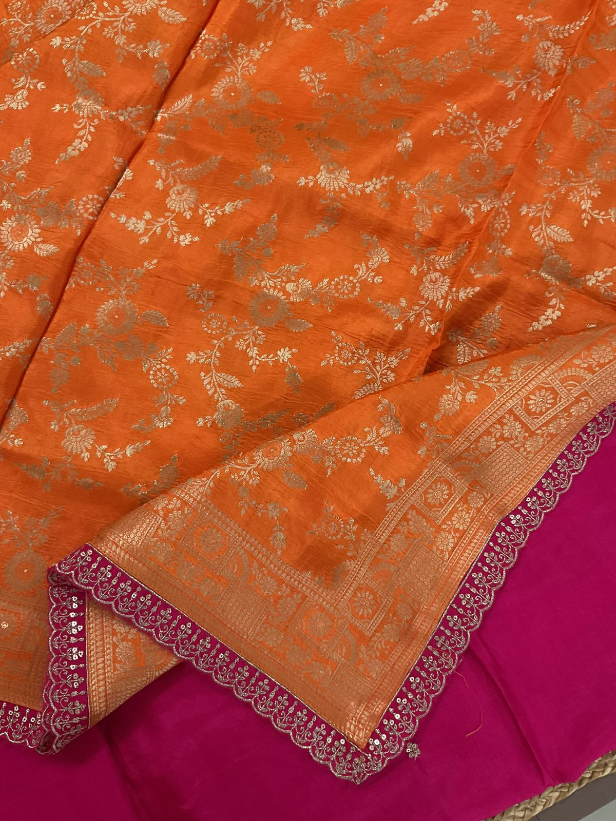 Soft Dola Silk Banarasi Weaved Embroidered Suit - Pink