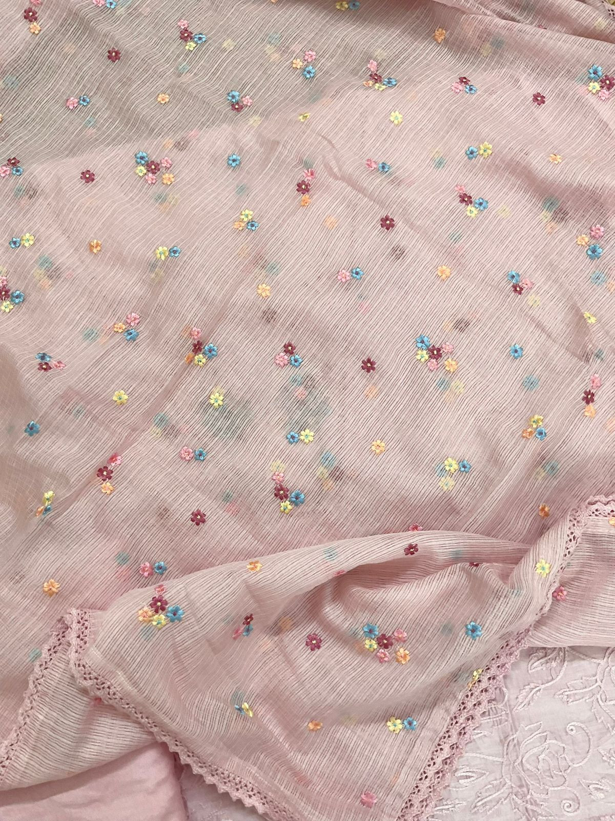Pure Chanderi Embroidered Suit - Pink
