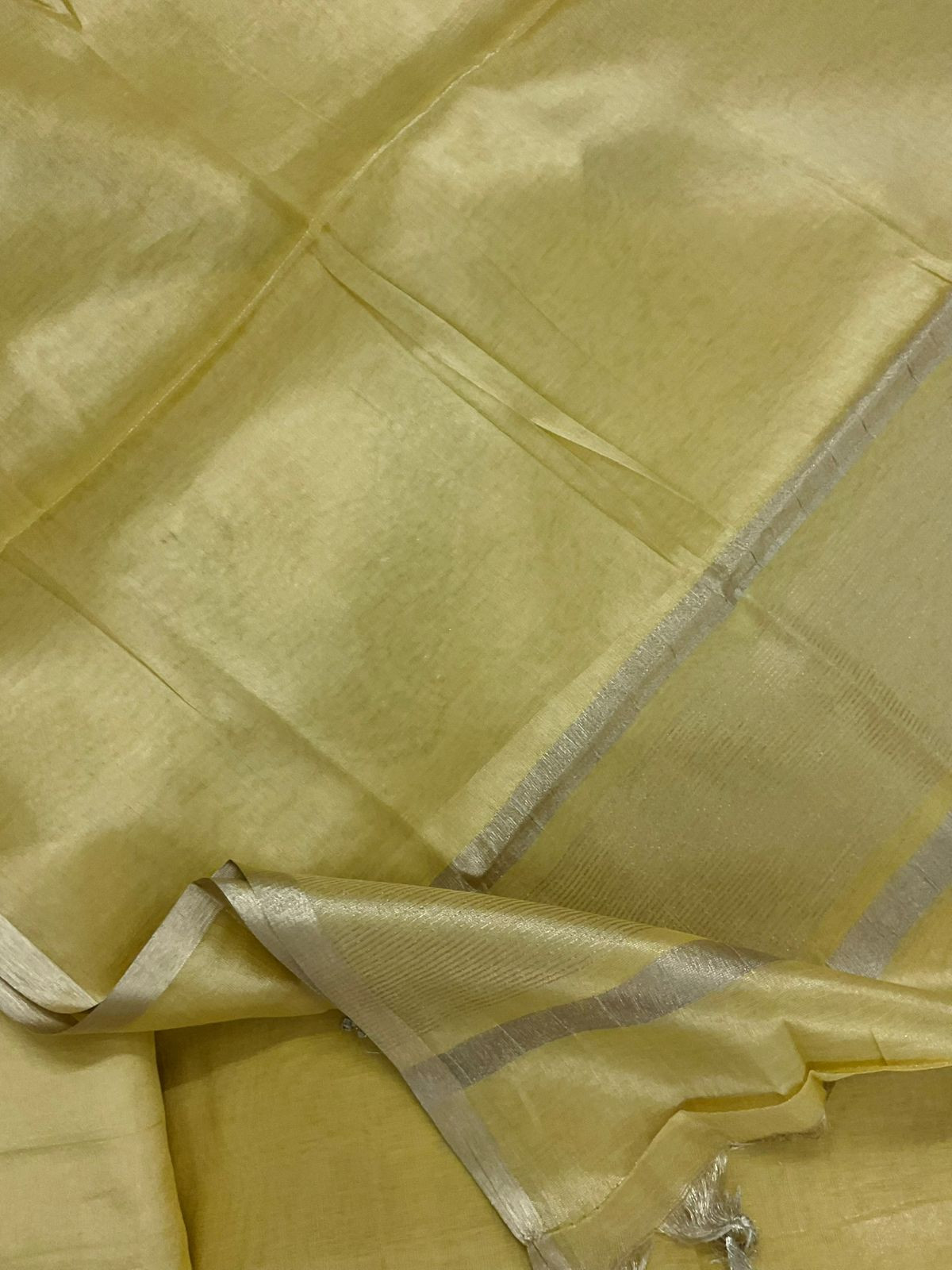 Pure Tissue Chanderi Embroidered Suit - Yellow