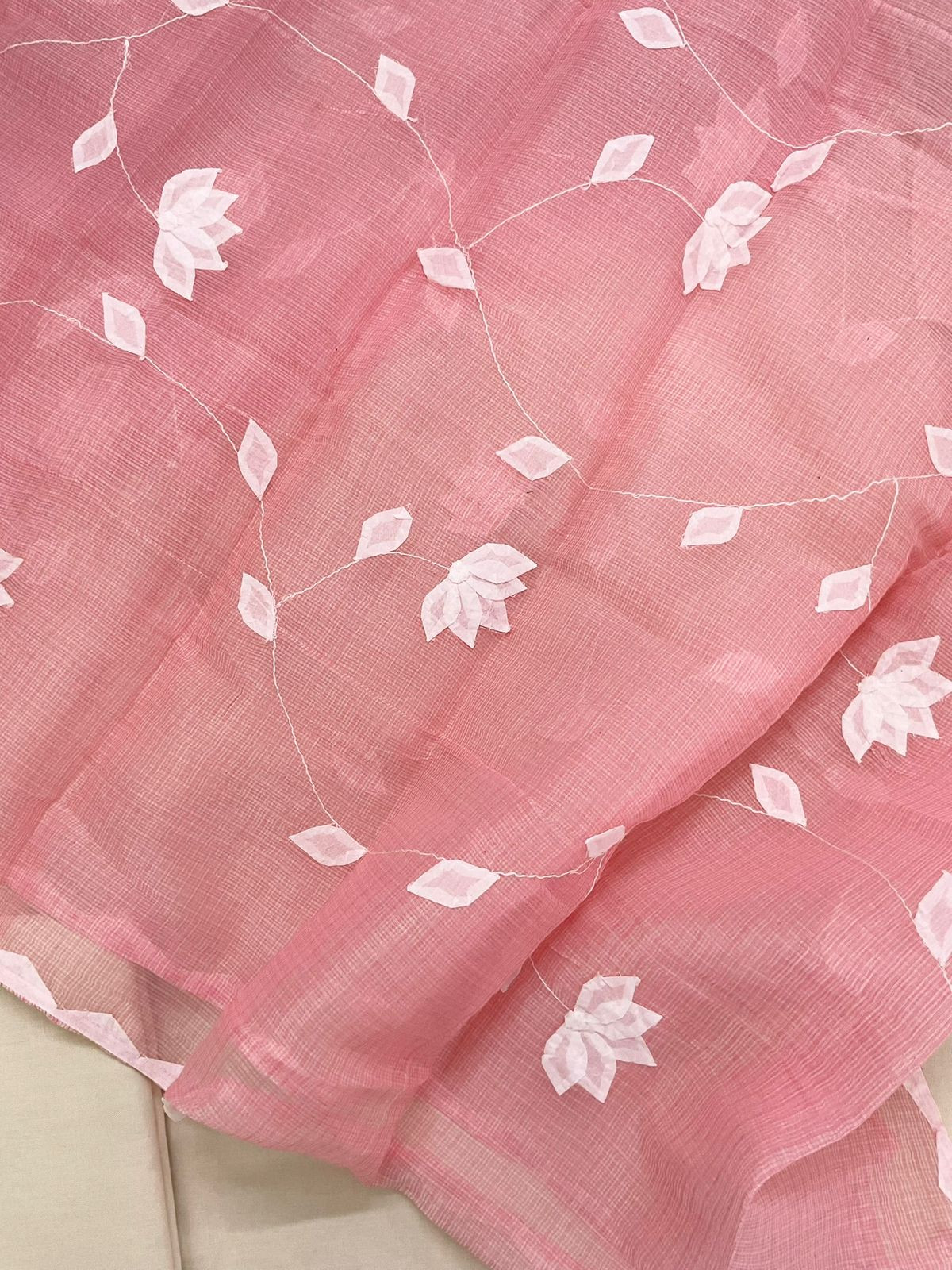 Pure Century Cotton Embroidered Suit - Cream