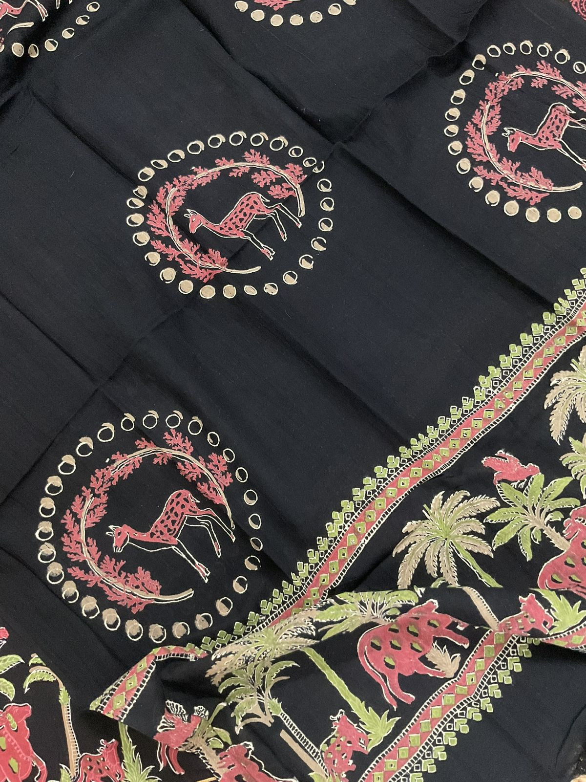 Pure Cotton Printed Suit - Black